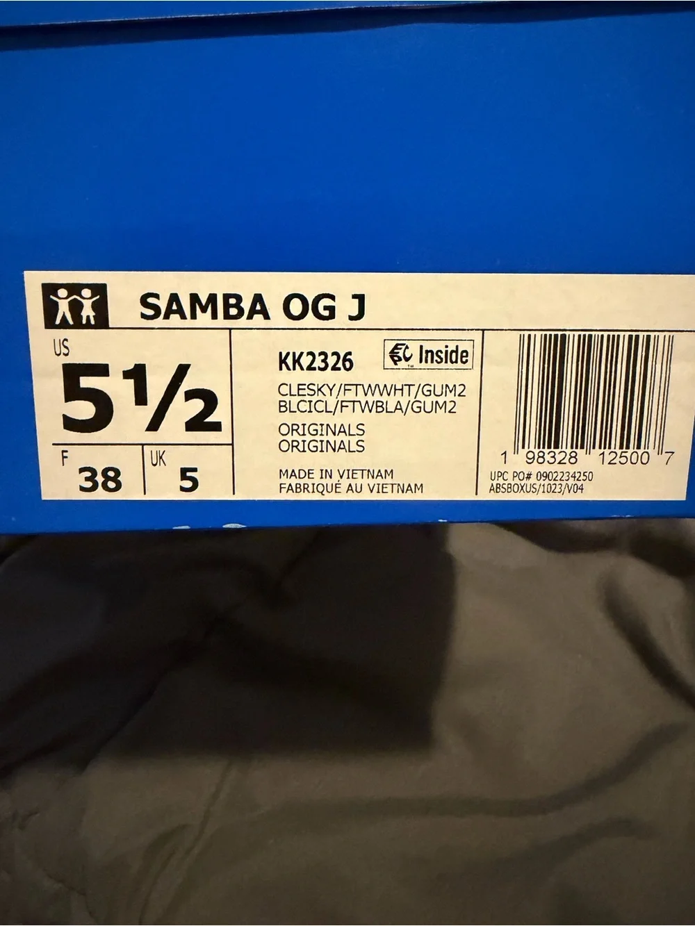 adidas Samba OG Light Blue White Sneakers 5.5Y
